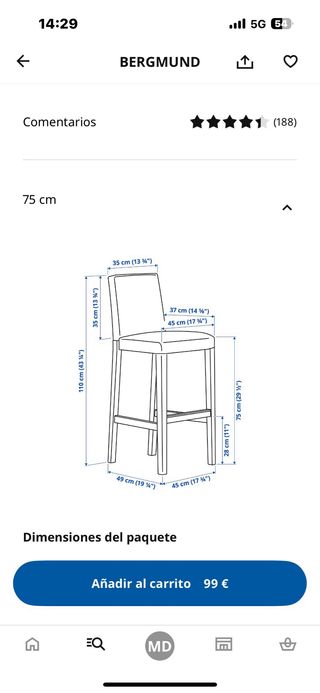 Taburetes altos cocina - Gris y blanco