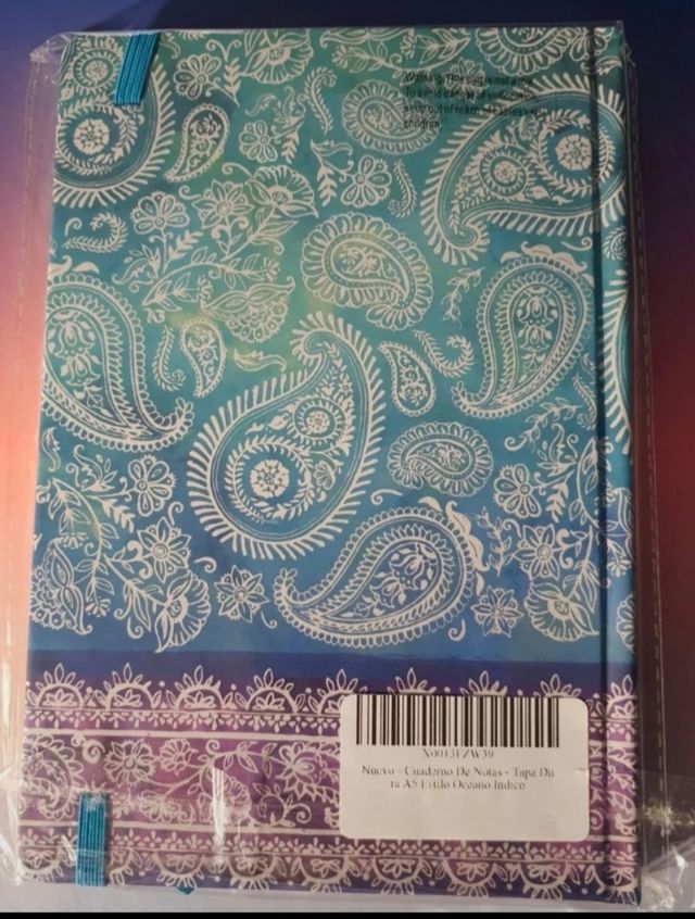 Cuaderno decorado Paisley - Tapa dura borde dorado