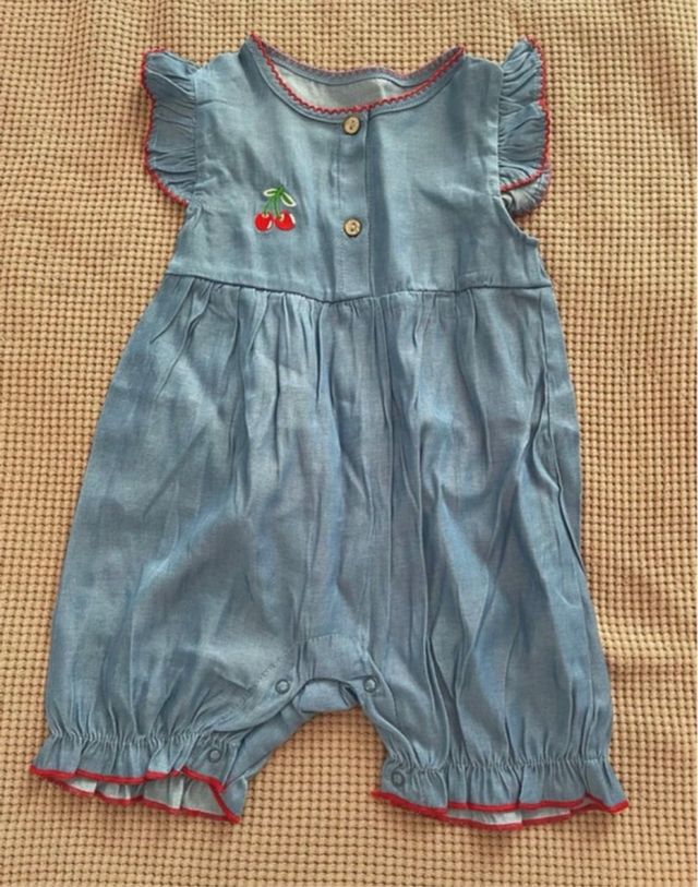 Peto vaquero bebé 90cm - cerezas