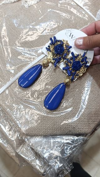 Pendientes WALINA | Flamenca dorados y azules