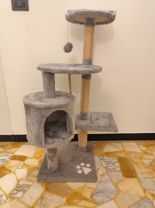 Albero tiragraffi grigio per gatti - 110cm