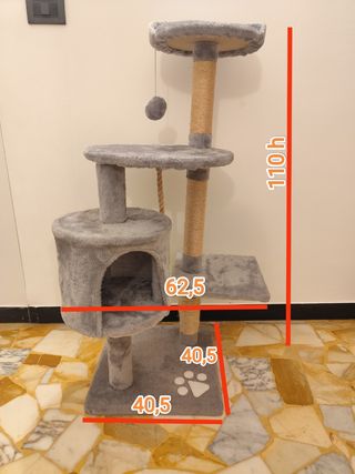 Albero tiragraffi grigio per gatti - 110cm