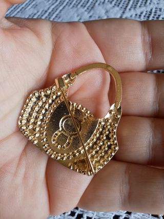 Spilla Borsa Strass Viola - Oro