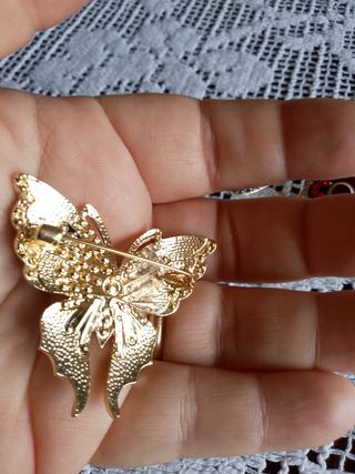 Spilla Farfalla Nera Strass Oro
