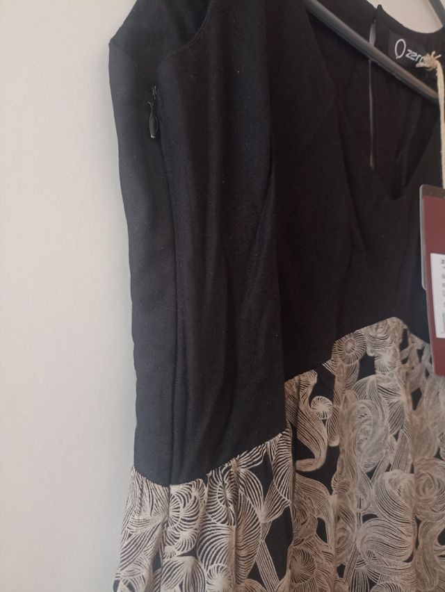 Vestido Zergatik negro beige