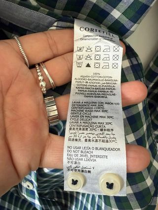 Camisa cuadros verdes - Cortefiel Talla L  H-00084