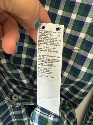 Camisa cuadros verdes - Cortefiel Talla L  H-00084