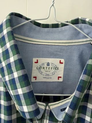 Camisa cuadros verdes - Cortefiel Talla L  H-00084