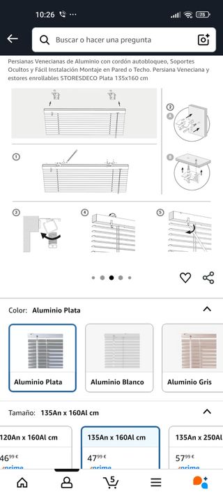 3 Cortinas venecianas de aluminio plata. Leer bien