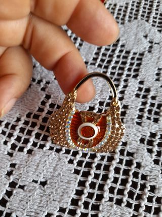 Spilla Borsa Strass Oro Beige