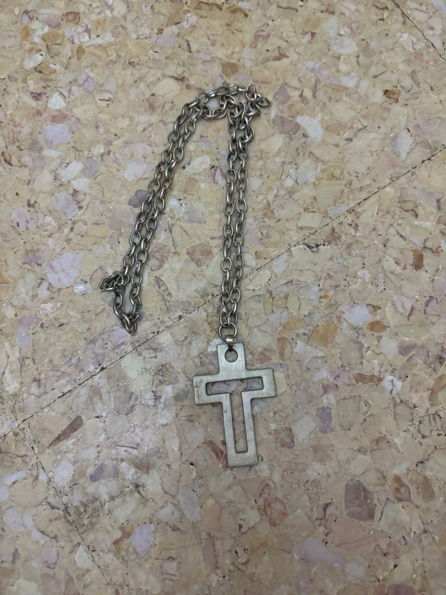Collar Plata Cruz - Cadena larga