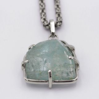 Collar Cadena con Gran Dije de Piedra Aguamarina 