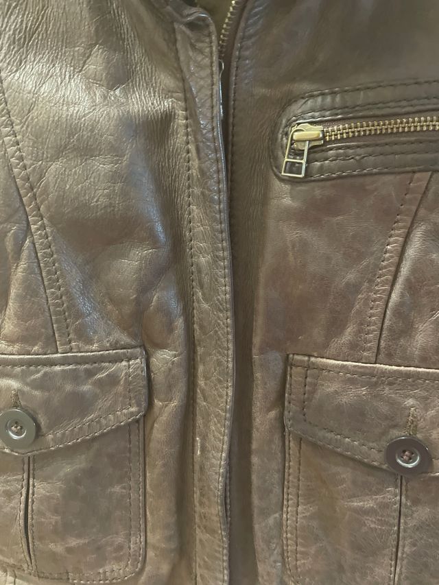 Chaqueta aviador piel marrón Syradivarius, M