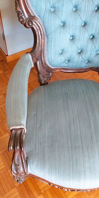 Poltrona vintage legno e tessuto
