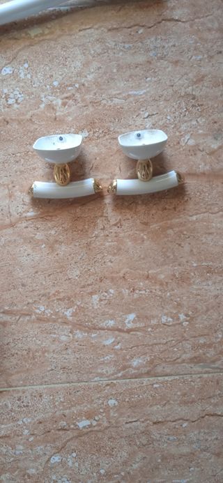Accesorios baño blanco-oro