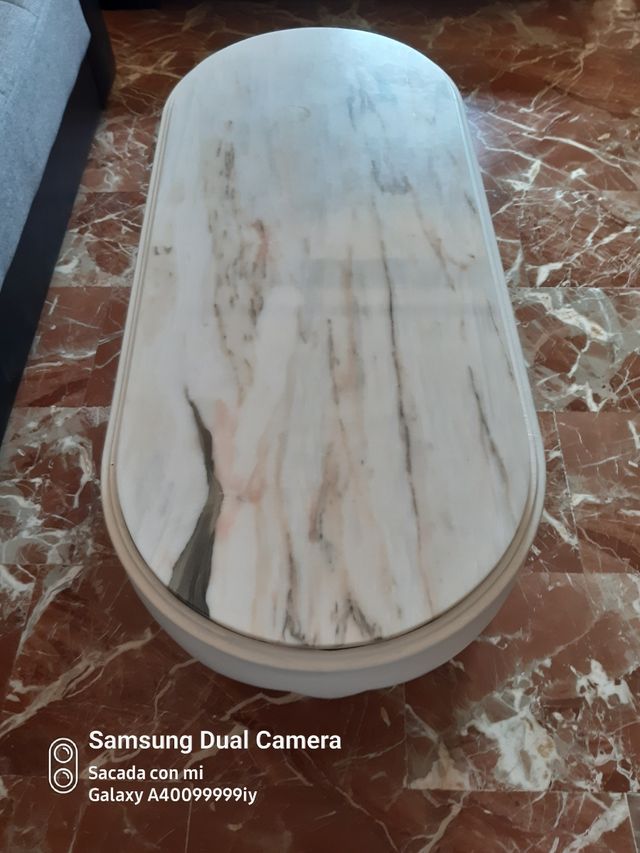 Mesita centro vintage mármol blanco