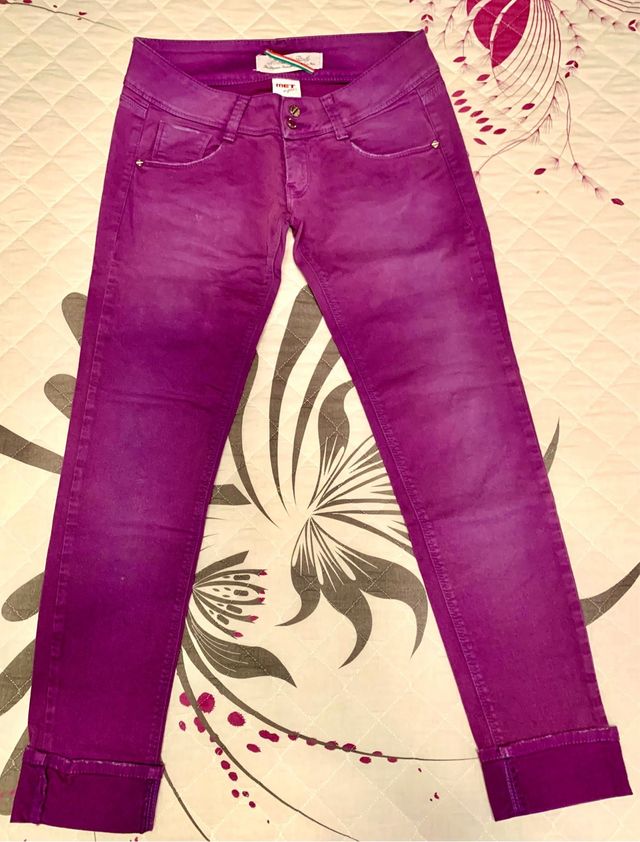 Pantalones mujer vaqueros lila marca Met talla 29