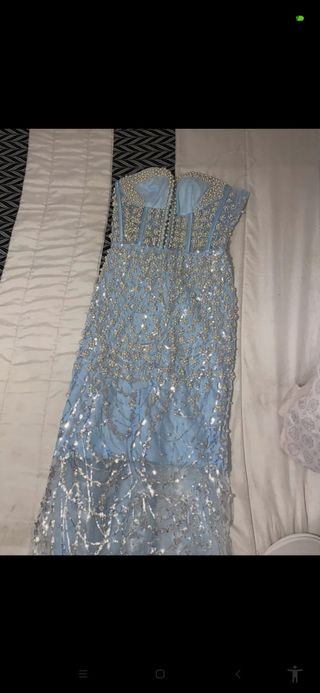 Vestido fiesta azul pedreria