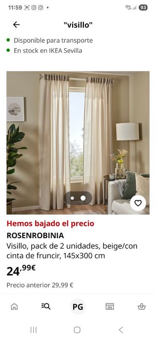 Visillos beige IKEA - 2 unidades