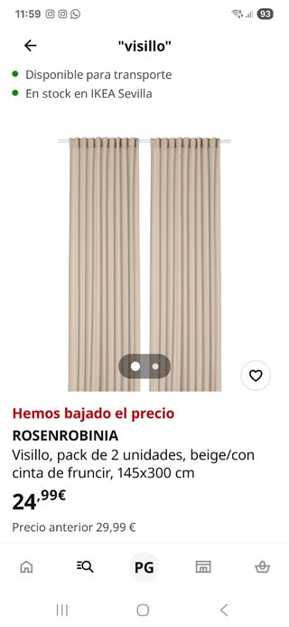 Visillos beige IKEA - 2 unidades