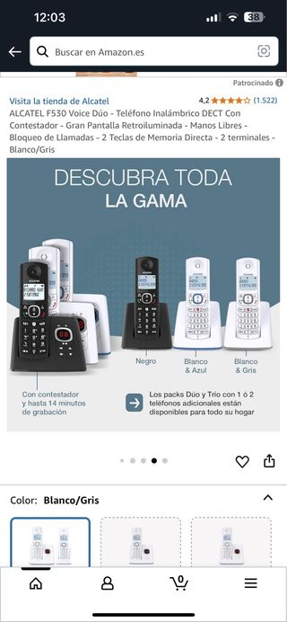 Teléfono inalámbrico Alcatel F530 dúo blanco/gris
