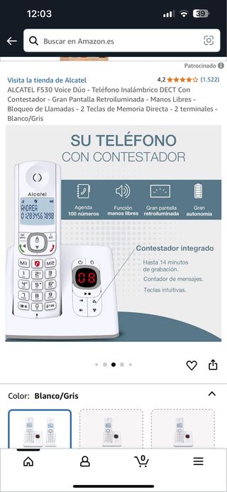 Teléfono inalámbrico Alcatel F530 dúo blanco/gris
