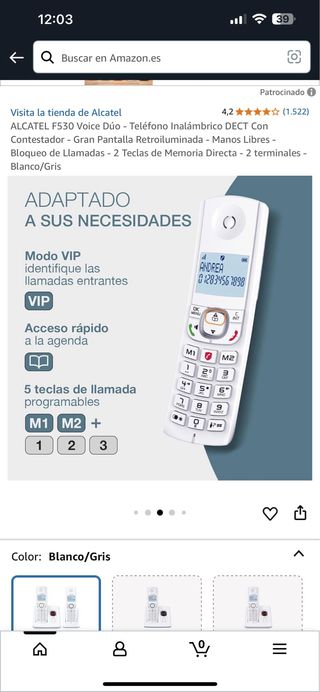 Teléfono inalámbrico Alcatel F530 dúo blanco/gris