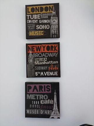 Quadros decorativos IKEA - Londres, NY, Paris