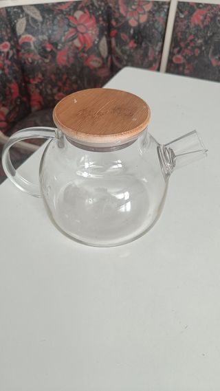Tetera cristal con tapa bambú