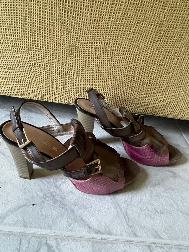 Sandalias piel marrón-rosa nº38