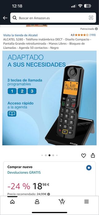 Teléfono inalámbrico Alcatel S280 - DECT