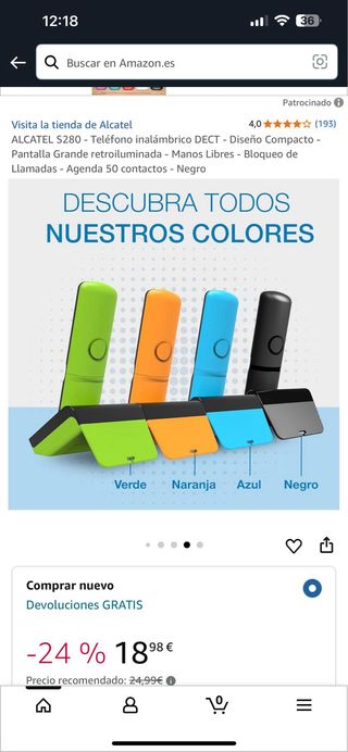 Teléfono inalámbrico Alcatel S280 - DECT