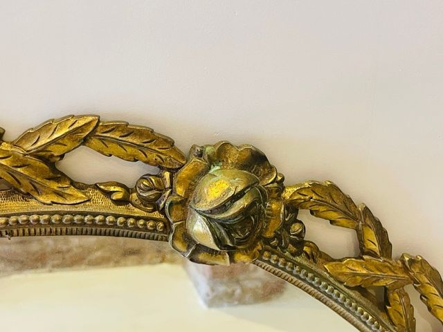 ESPEJO VINTAGE BRONCE 70 CM CON FLORES 