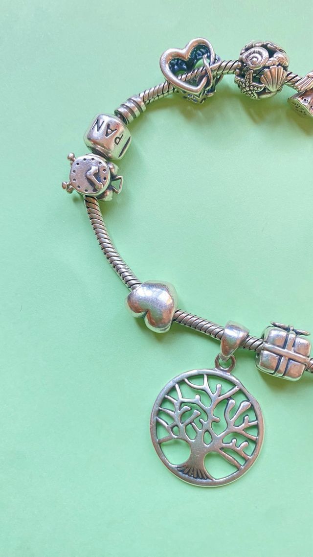 Pulsera Pandora plata  con 9 charms