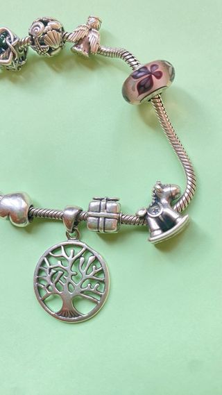 Pulsera Pandora plata  con 9 charms