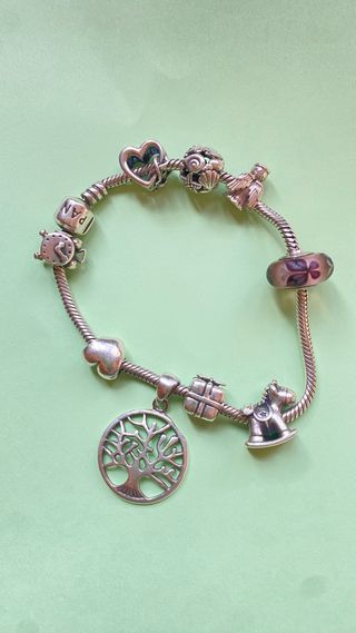 Pulsera Pandora plata  con 9 charms