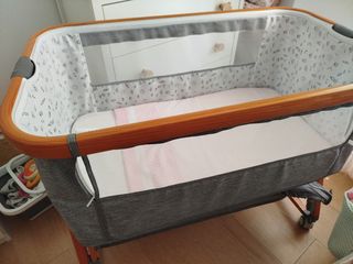 Minicuna bebé - Madera y Gris