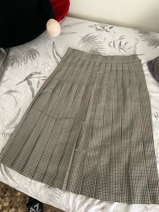 Falda plisada cuadros marrón-verde, talla 36