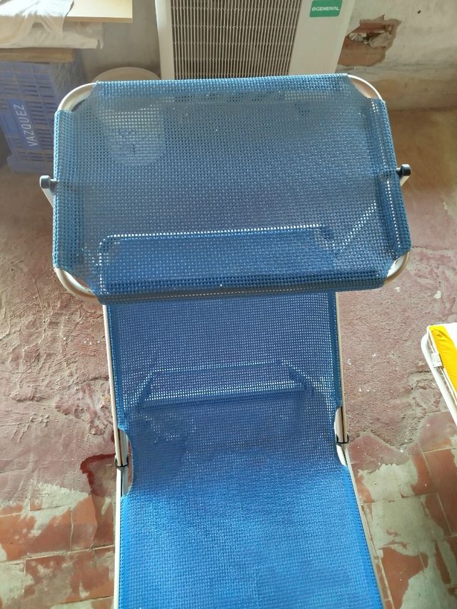 Tumbona playa azul metalica