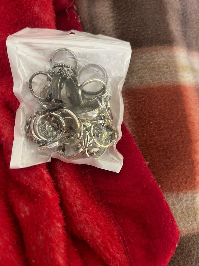 20 Anillos Plateados Ajustables