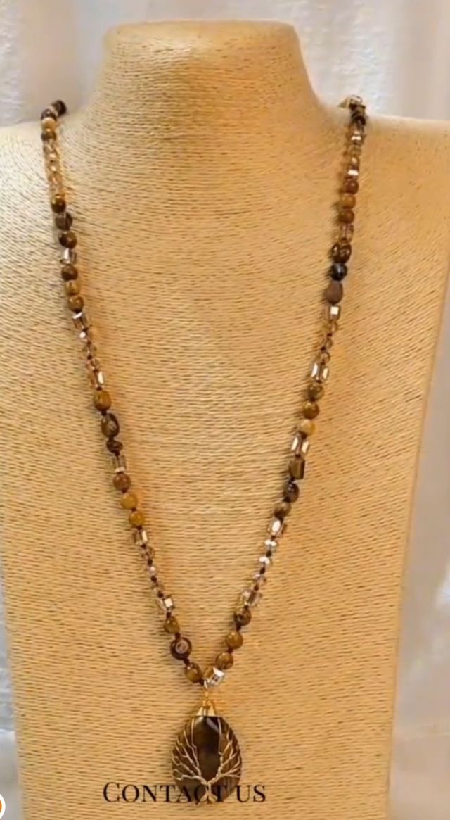 Collar Ojo de Tigre marrón y dorado