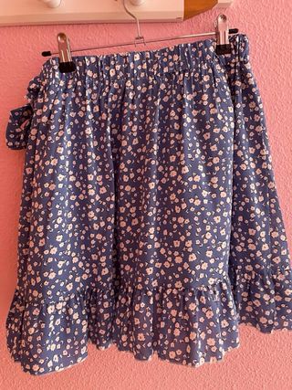 Falda azul estampada - Talla única