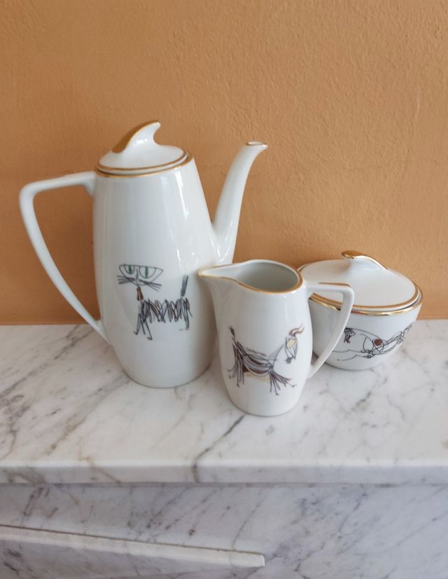 Juego té/café vintage animales