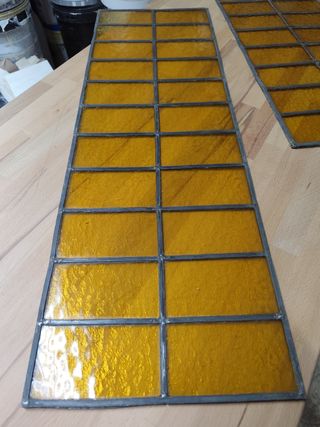 4 Vidrieras antiguas color ámbar