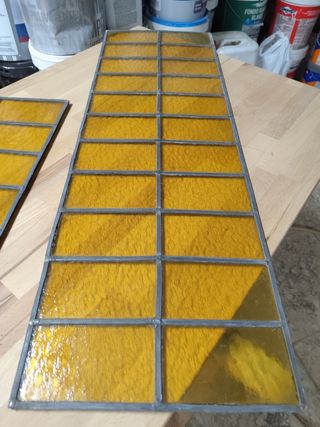 4 Vidrieras antiguas color ámbar