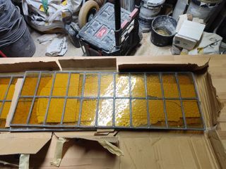 4 Vidrieras antiguas color ámbar