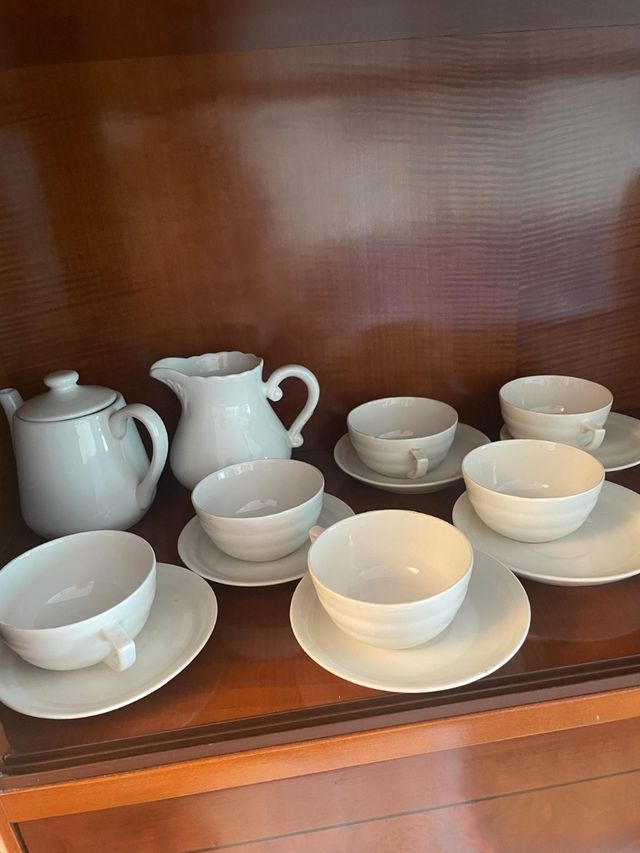 Juego café porcelana blanco