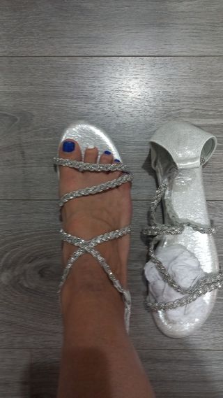 Sandalias planas plateadas mujer talla 41