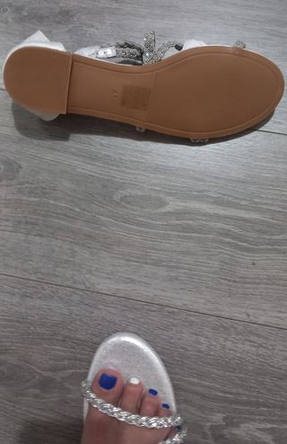 Sandalias planas plateadas mujer talla 41