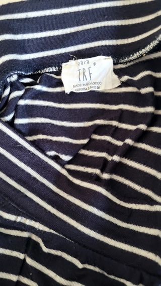 Falda midi rayas azul marino